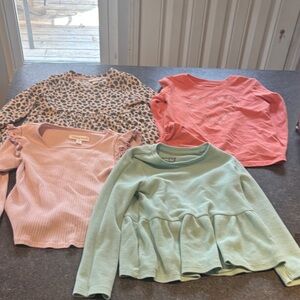 Cat & Jack Leopard and Solid Long Sleeve Tops - Pink, Coral, Mint, Black